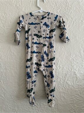 Sweet Bamboo Beige Blue Green Race Cars Sleeper Baby Boy 3-6 Months